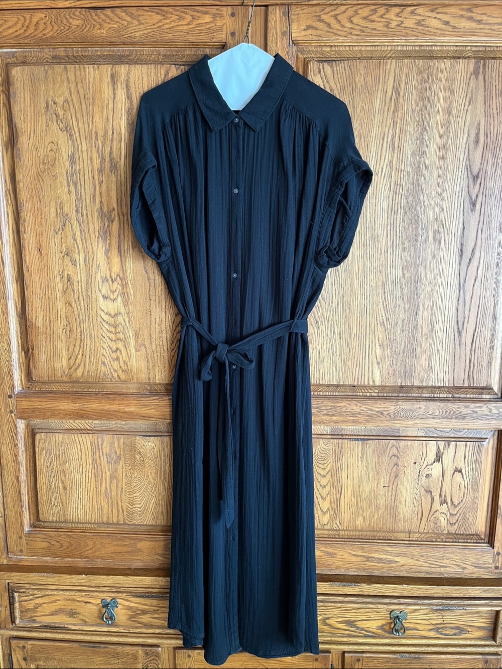 🖤Old Navy Black Button-Front Midi Shirt Dress | Size Large 〰️